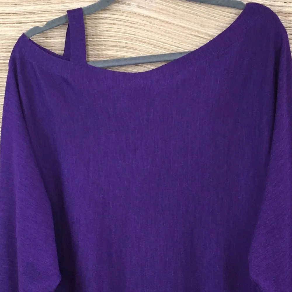 Eileen Fisher Asymmetric Neck 100% Merino Wool Sweater In Purple Size 3X